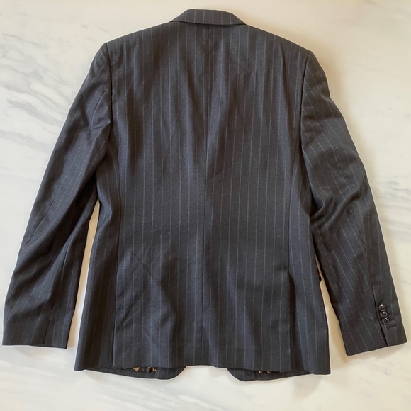 Marc Jacobs Gray Pinstripe Jacket w/ Silk Leopard Lining US 40 EU 50 L XL - Picture 3 of 7